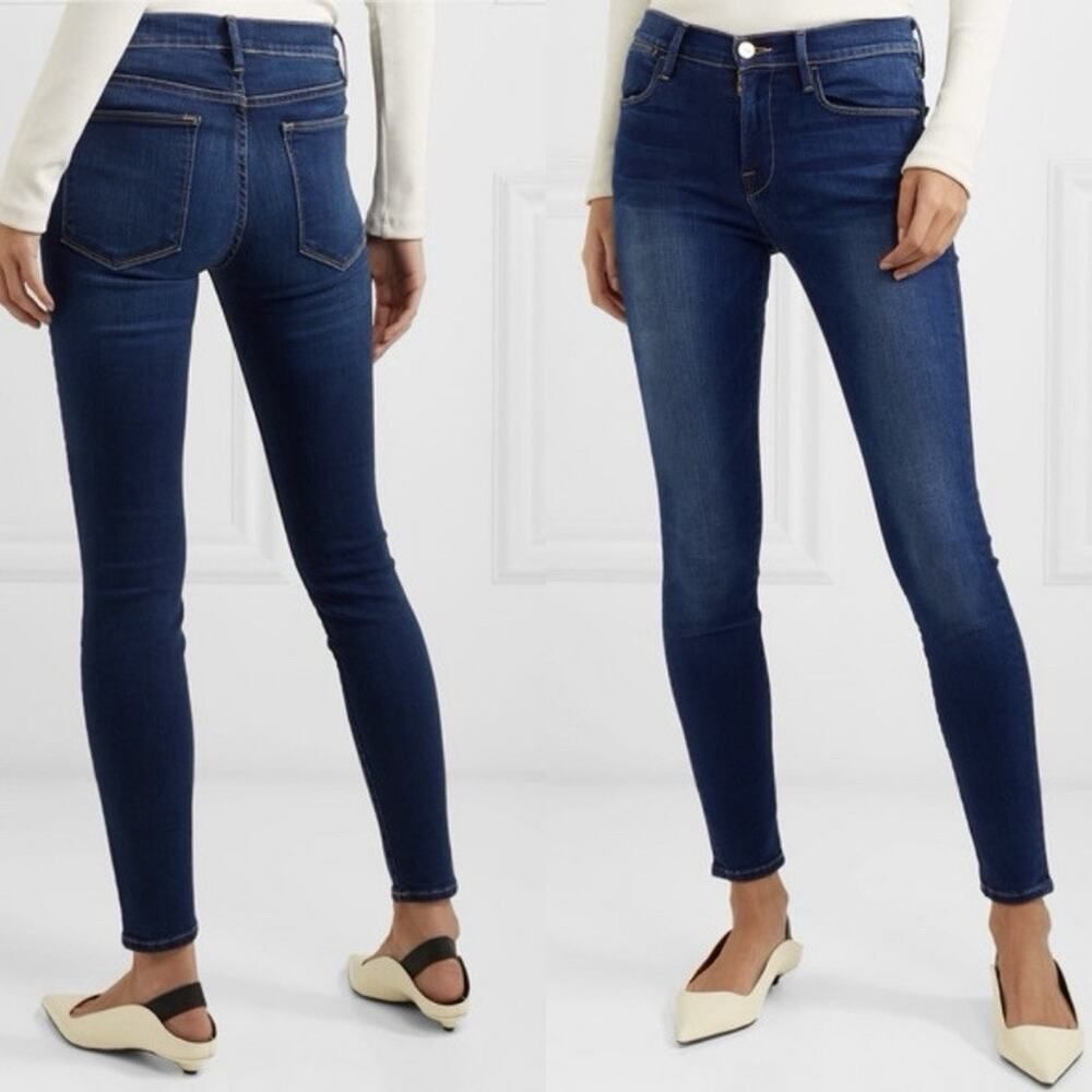 Frame Denim Le High Skinny Jeans Clairedale Blue Size 25